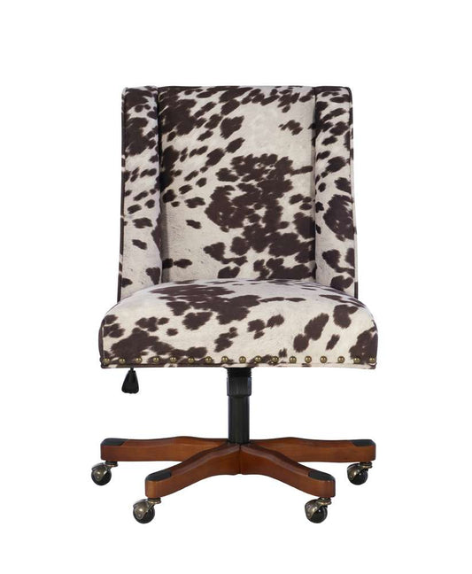 Linon Home Decor - Draper Office Chair, Brown And White Cow Print - 178404UDM01U veiw 2