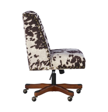 Linon Home Decor - Draper Office Chair, Brown And White Cow Print - 178404UDM01U veiw 3
