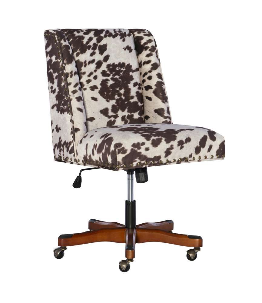 Linon Home Decor - Draper Office Chair, Brown And White Cow Print - 178404UDM01U veiw 6