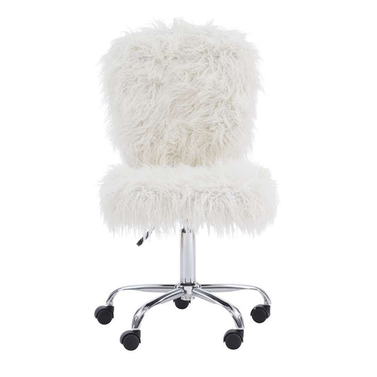Linon Home Decor - Faux Flokati Armless Office Chair, White - 558255CHRM01 veiw 2