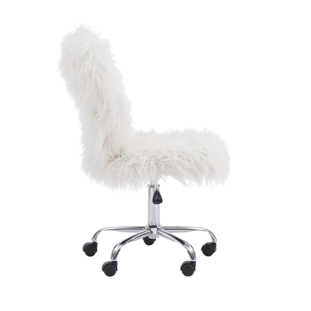 Linon Home Decor - Faux Flokati Armless Office Chair, White - 558255CHRM01 veiw 3