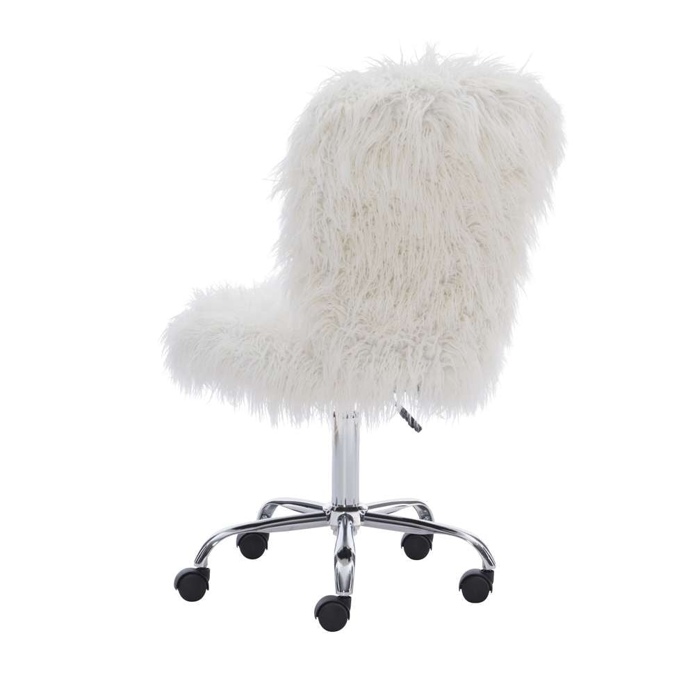 Linon Home Decor - Faux Flokati Armless Office Chair, White - 558255CHRM01 veiw 4