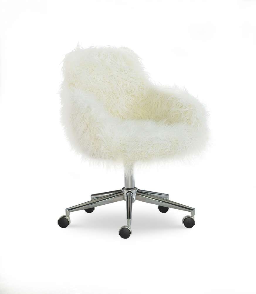Linon Home Decor - Fiona Faux Fur Office Chair, White - OC084WHT01U veiw 1