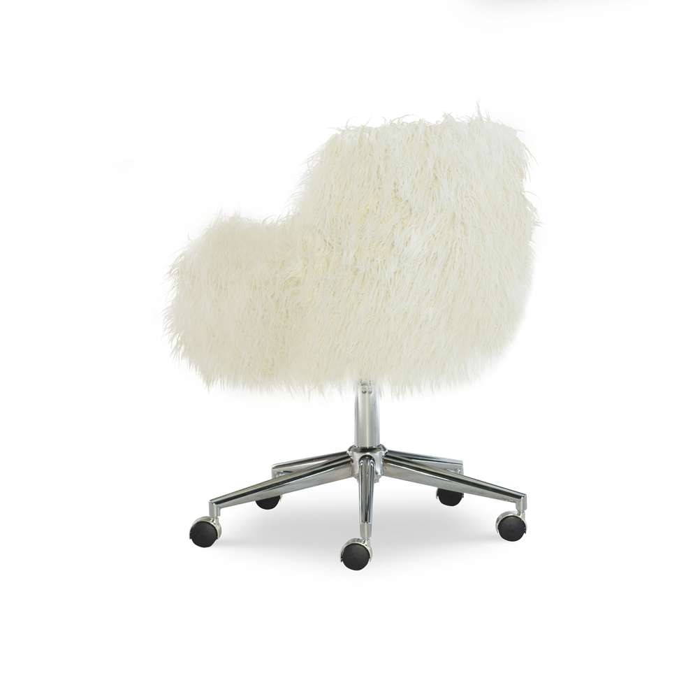 Linon Home Decor - Fiona Faux Fur Office Chair, White - OC084WHT01U veiw 2
