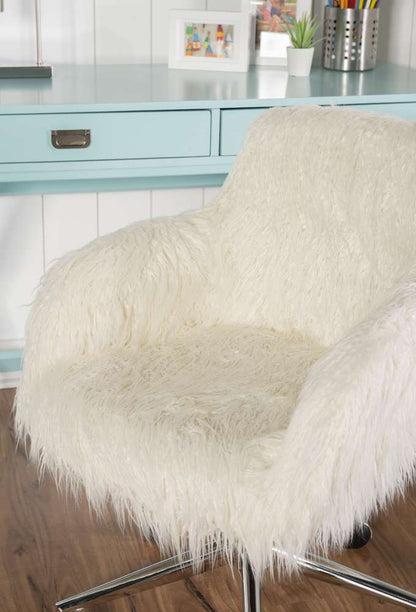 Linon Home Decor - Fiona Faux Fur Office Chair, White - OC084WHT01U veiw 3