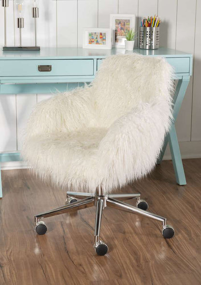 Linon Home Decor - Fiona Faux Fur Office Chair, White - OC084WHT01U veiw 6