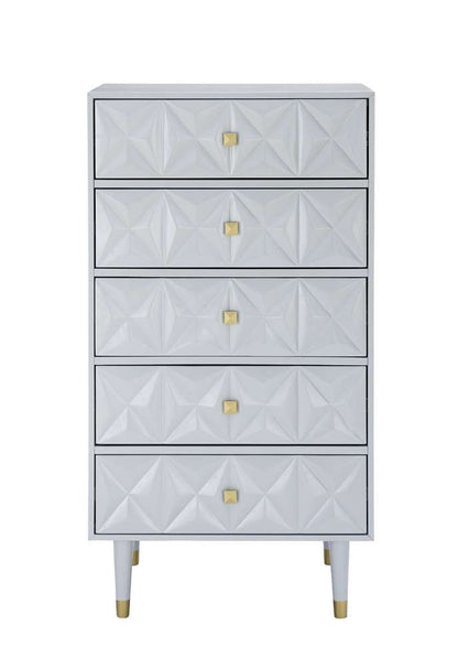 Linon Home Decor - Five Drawer Geo Texture Chest, Grey - BD61GRY01U veiw 2