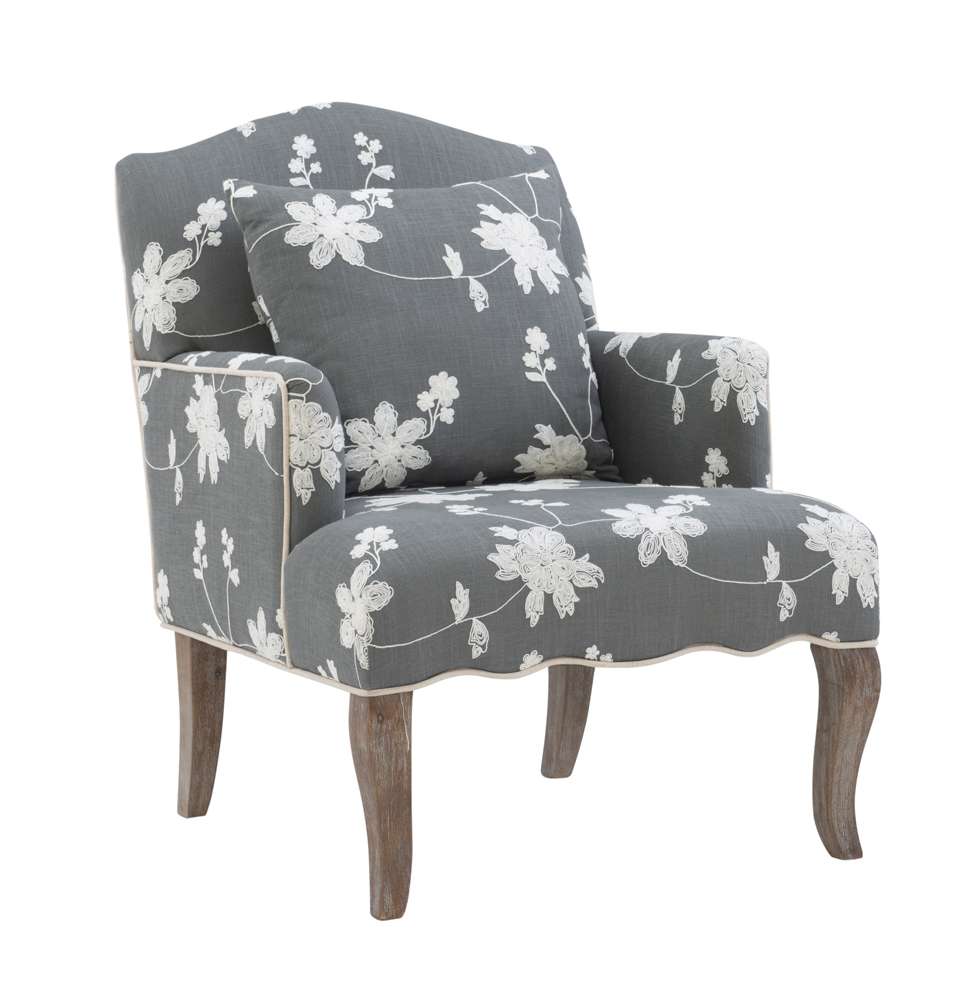Linon Home Decor - Floral Arm Chair - 368312GRY01U veiw 1