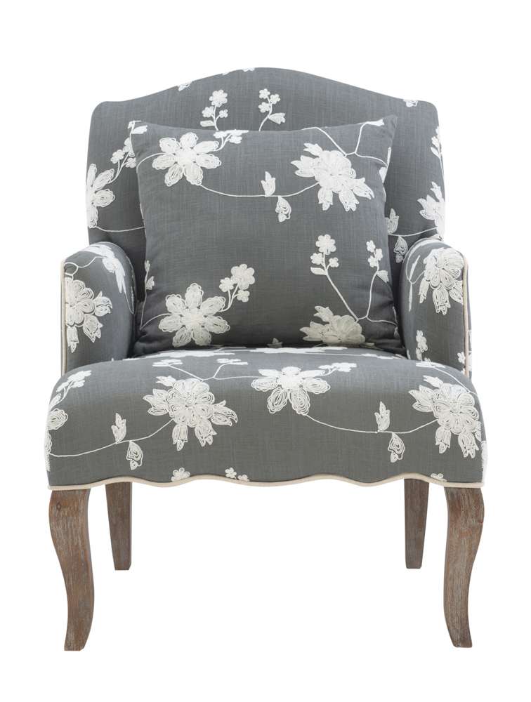 Linon Home Decor - Floral Arm Chair - 368312GRY01U veiw 2