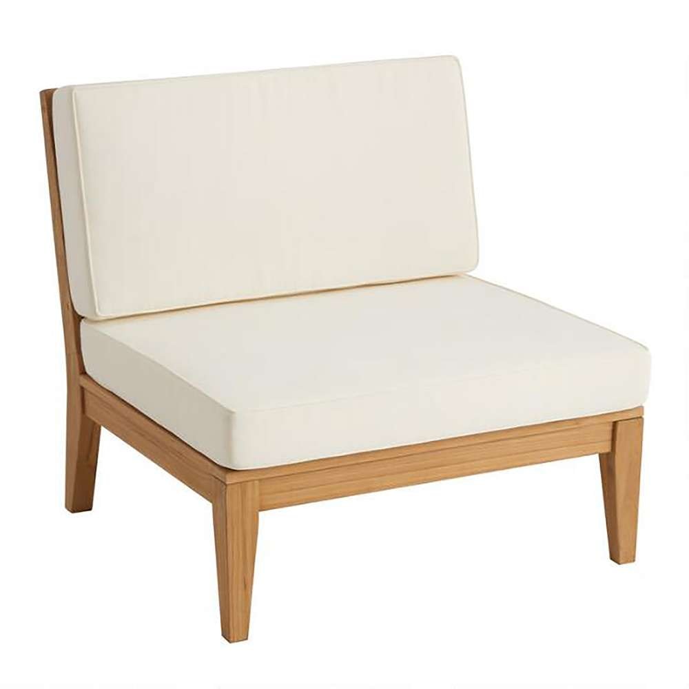 Linon Home Decor - Fontana Outdoor Armless Chair, Natural/Antique White Cushion - ODCP561TK01U veiw 1