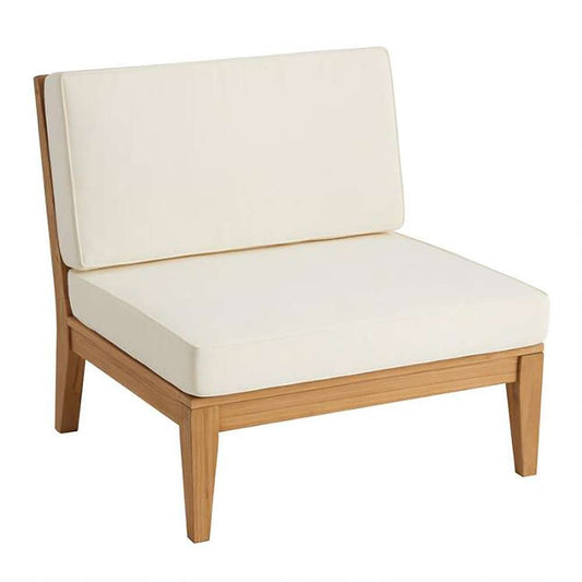 Linon Home Decor - Fontana Outdoor Armless Chair, Natural/Antique White Cushion - ODCP561TK01U veiw 1