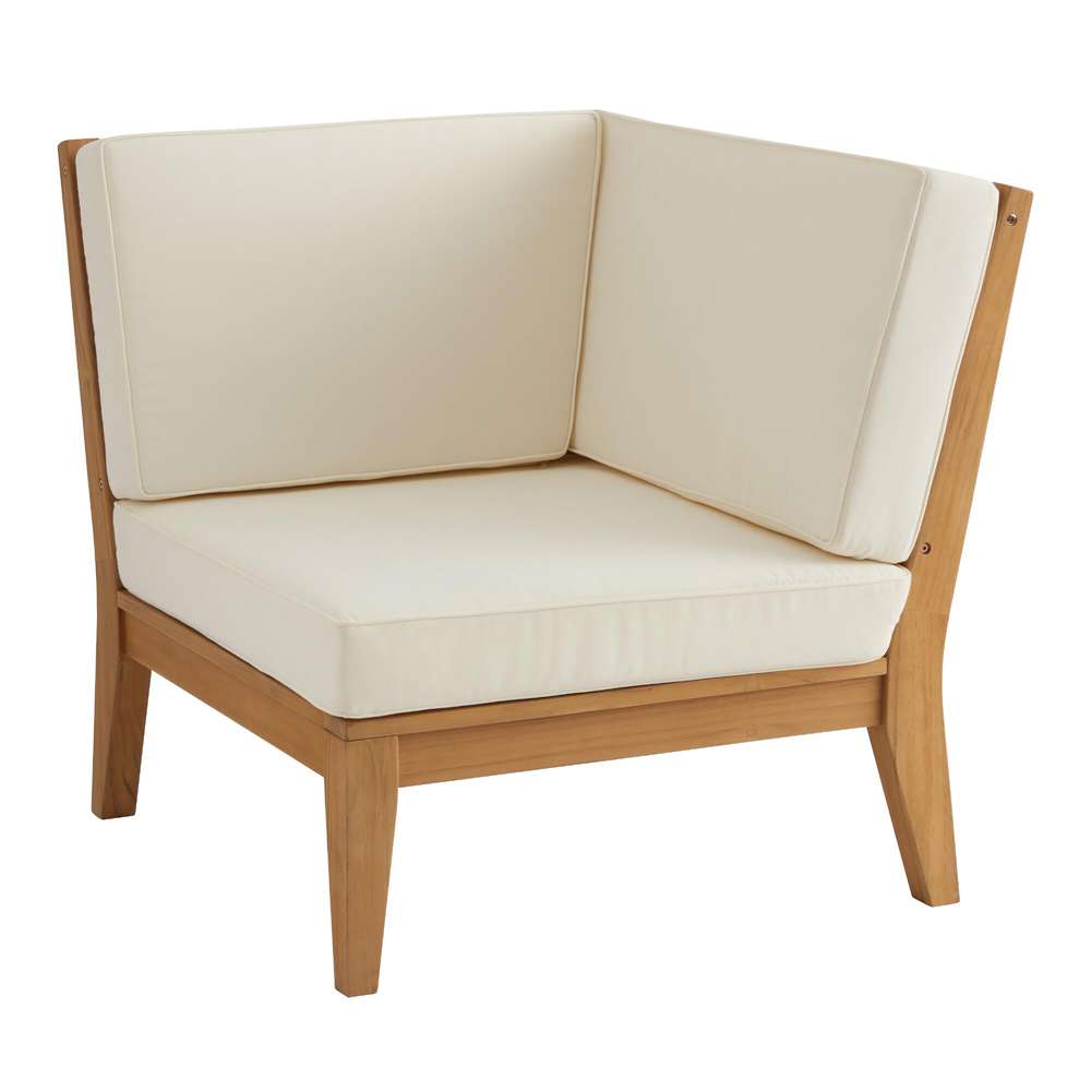 Linon Home Decor - Fontana Outdoor Corner Chair, Natural/Antique White Cushion - ODCP560TK01U veiw 1