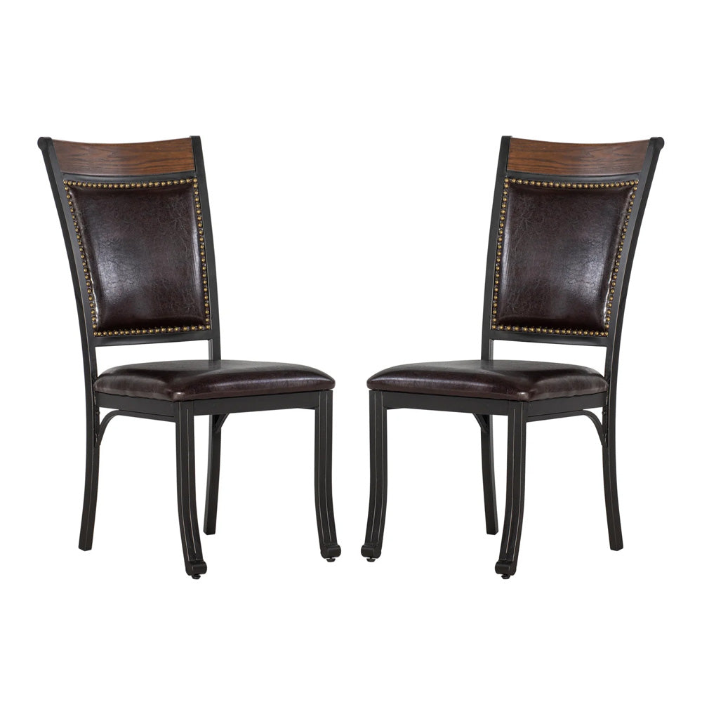 Linon Home Decor - Franklin Faux Leather Side Chair, Brown (Set of 2) - 15D2020SC view 1