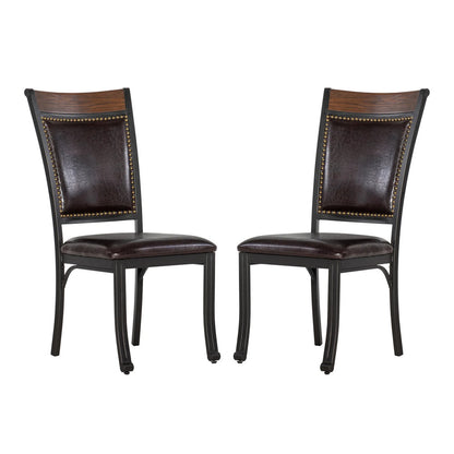 Linon Home Decor - Franklin Faux Leather Side Chair, Brown (Set of 2) - 15D2020SC view 1