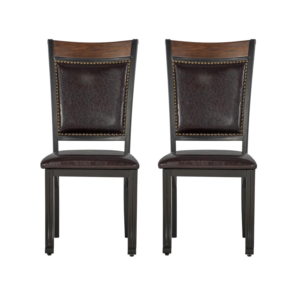 Linon Home Decor - Franklin Faux Leather Side Chair, Brown (Set of 2) - 15D2020SC view 2