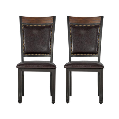 Linon Home Decor - Franklin Faux Leather Side Chair, Brown (Set of 2) - 15D2020SC view 2