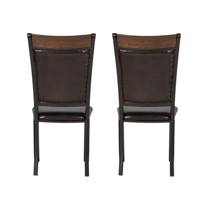 Linon Home Decor - Franklin Faux Leather Side Chair, Brown (Set of 2) - 15D2020SC view 3