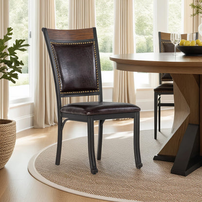 Linon Home Decor - Franklin Faux Leather Side Chair, Brown (Set of 2) - 15D2020SC view 7