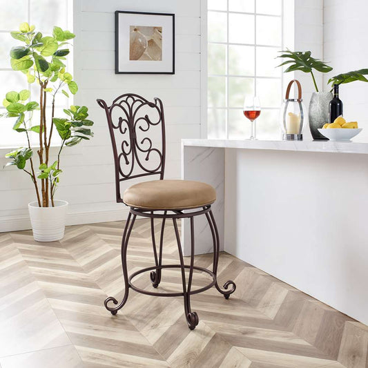 Linon Home Decor - Gathered Back Counter Stool 24 - 02790MTL-01-KD-U veiw 1