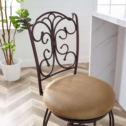 Linon Home Decor - Gathered Back Counter Stool 24 - 02790MTL-01-KD-U veiw 2