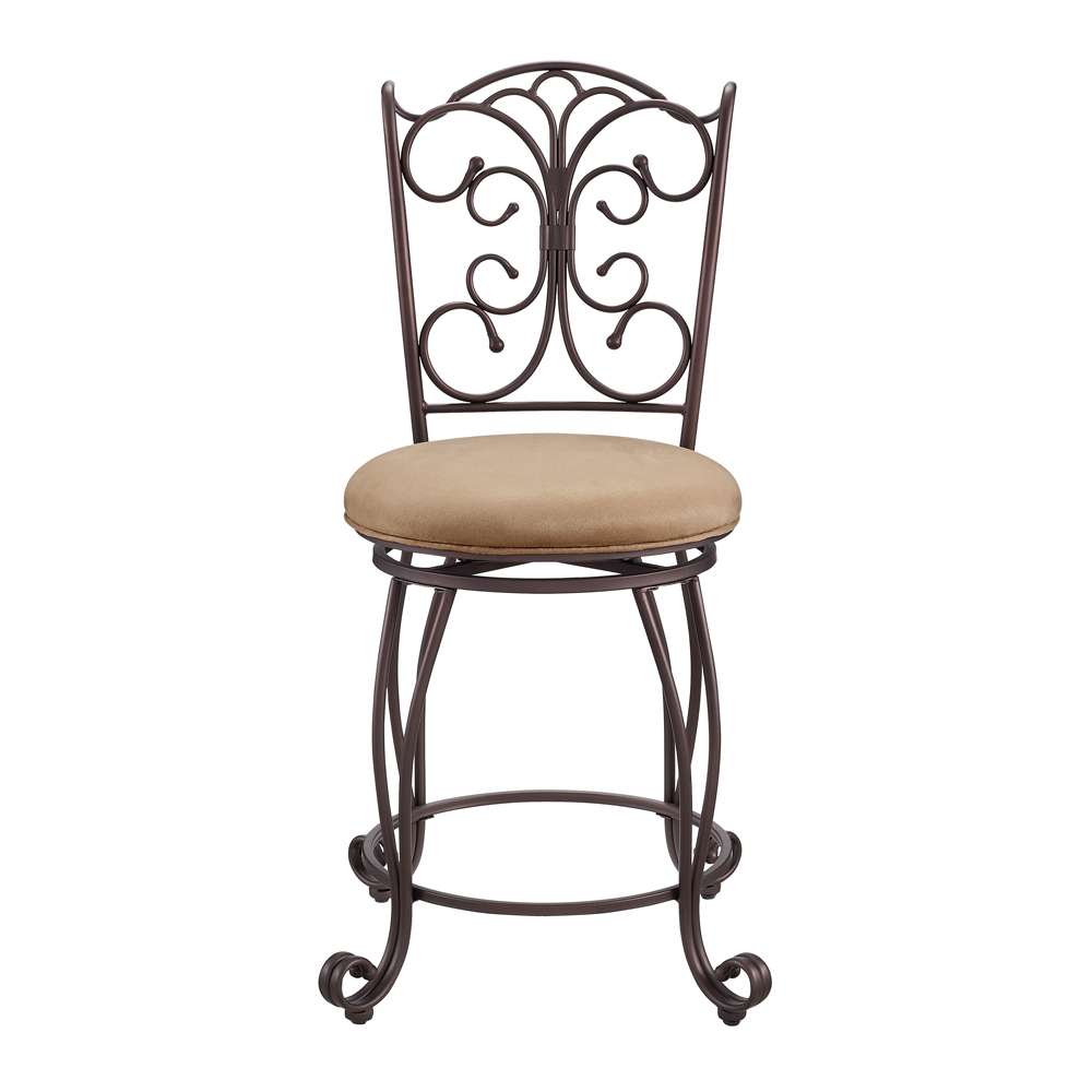 Linon Home Decor - Gathered Back Counter Stool 24 - 02790MTL-01-KD-U veiw 4