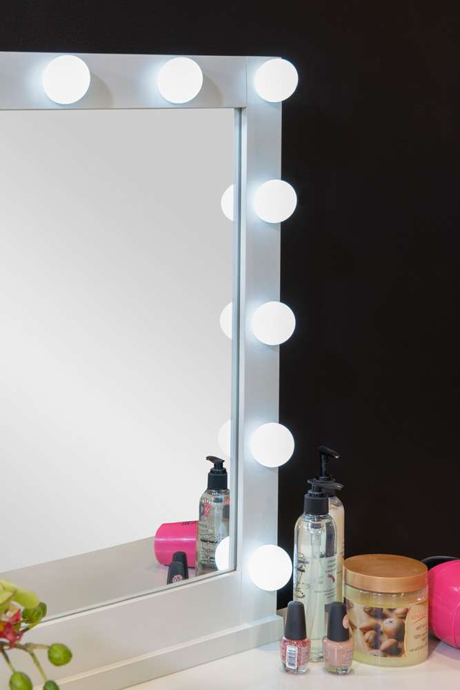 Linon Home Decor - Geo Lighted Vanity And Stool Set - VS077WHT01U view 6