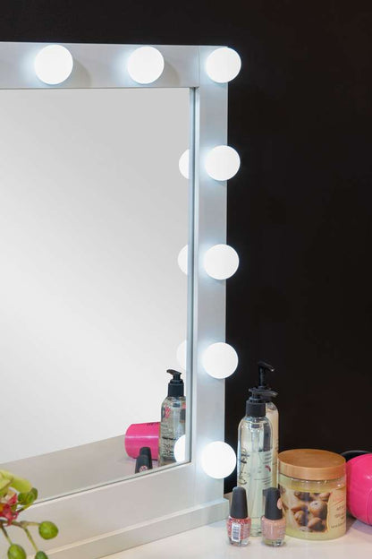 Linon Home Decor - Geo Lighted Vanity And Stool Set - VS077WHT01U view 6