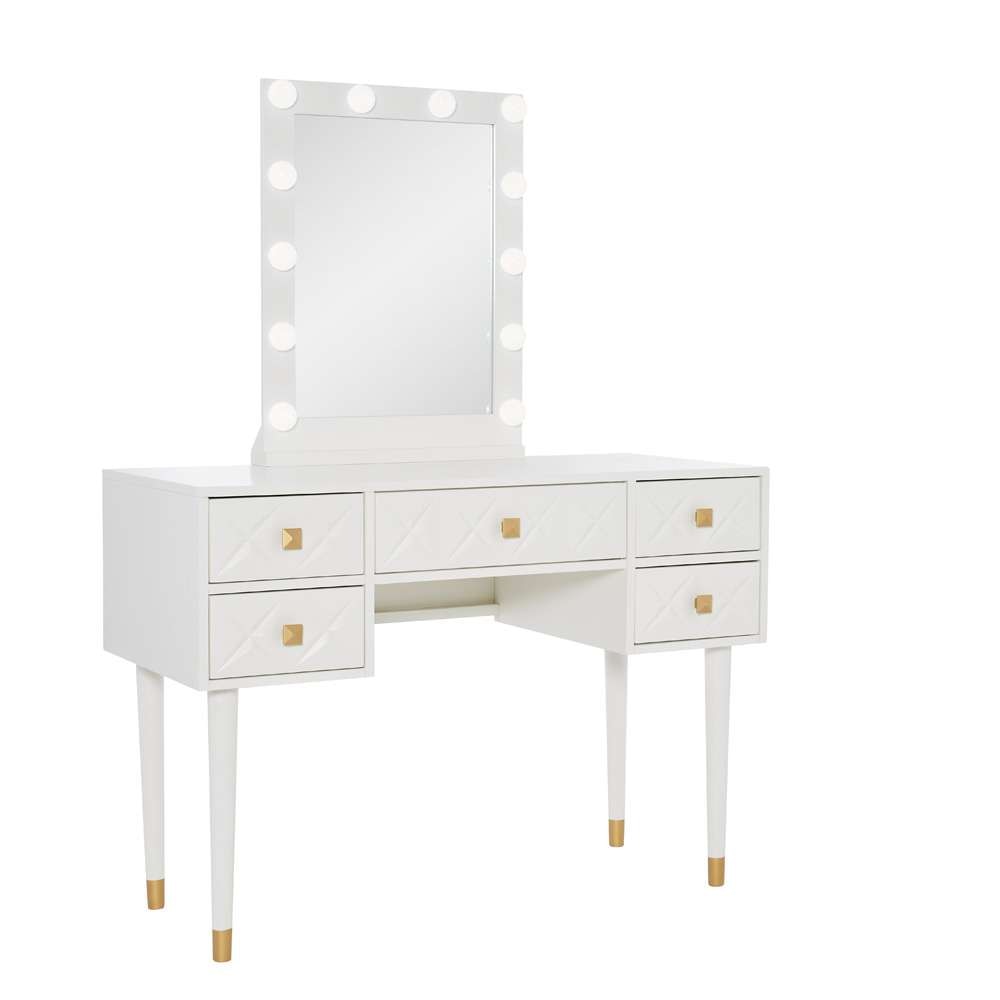 Linon Home Decor - Geo Lighted Vanity And Stool Set - VS077WHT01U veiw 1
