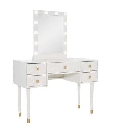 Linon Home Decor - Geo Lighted Vanity And Stool Set - VS077WHT01U veiw 1
