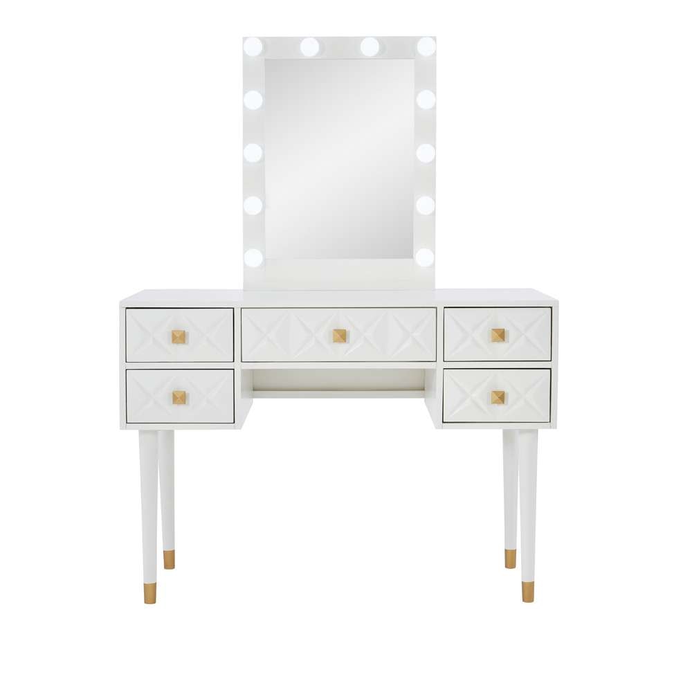 Linon Home Decor - Geo Lighted Vanity And Stool Set - VS077WHT01U veiw 2