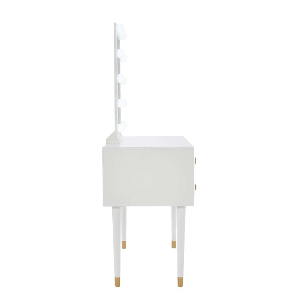 Linon Home Decor - Geo Lighted Vanity And Stool Set - VS077WHT01U veiw 3