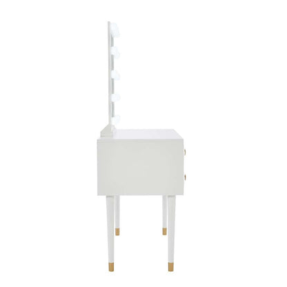 Linon Home Decor - Geo Lighted Vanity And Stool Set - VS077WHT01U veiw 3