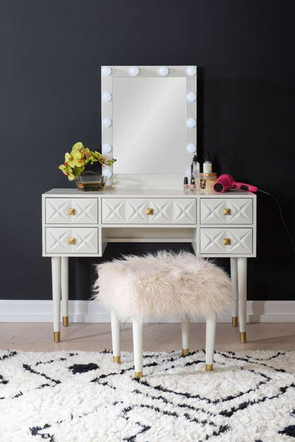 Linon Home Decor - Geo Lighted Vanity And Stool Set - VS077WHT01U veiw 4