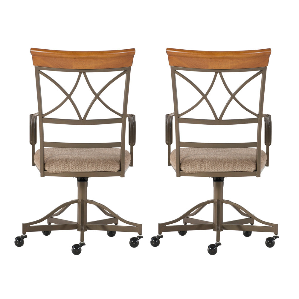 Linon Home Decor - Hamilton Swivel Arm Chair, Cherry/Taupe (Set of 2) - 697-435 view 4