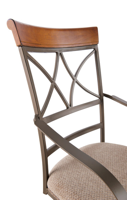 Linon Home Decor - Hamilton Swivel Arm Chair, Cherry/Taupe (Set of 2) - 697-435 view 5