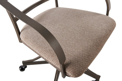 Linon Home Decor - Hamilton Swivel Arm Chair, Cherry/Taupe (Set of 2) - 697-435 view 6