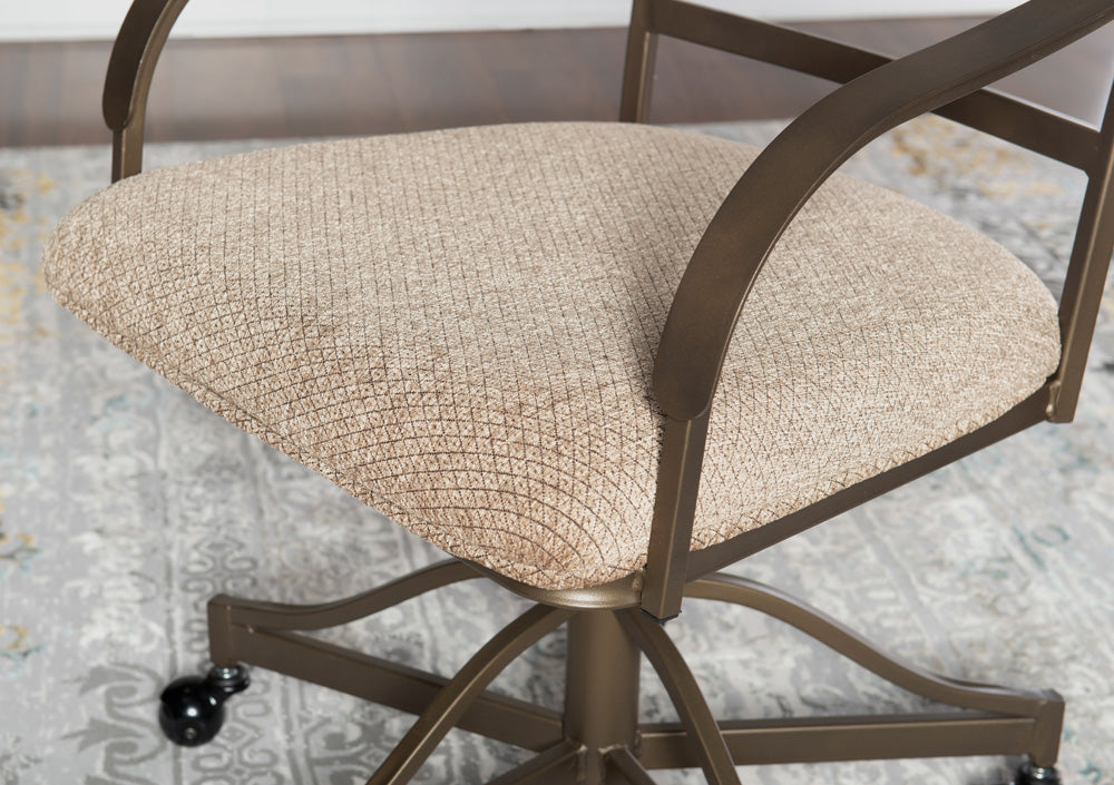 Linon Home Decor - Hamilton Swivel Arm Chair, Cherry/Taupe (Set of 2) - 697-435 view 7