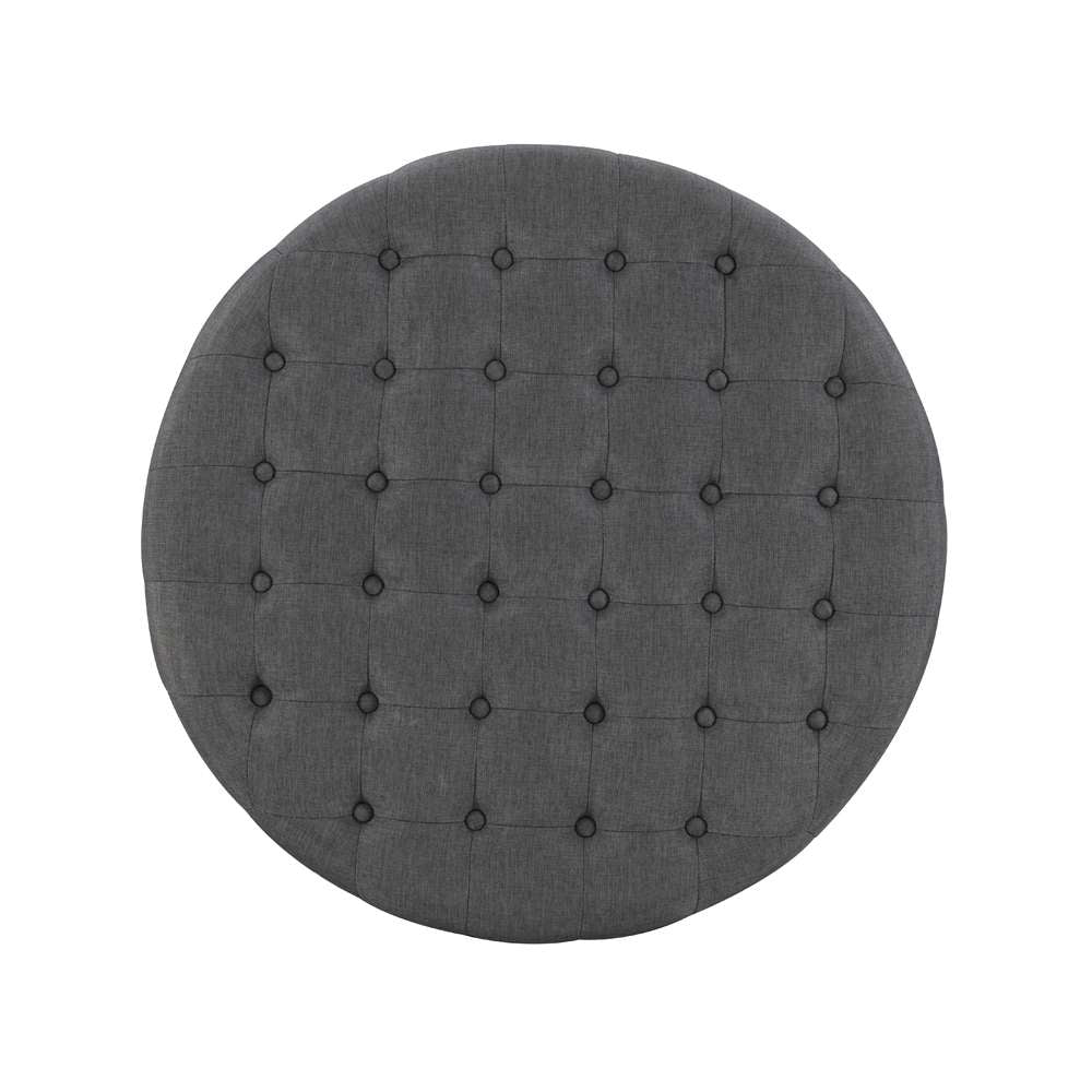 Linon Home Decor - Isabelle Charcoal Round Tufted Ottoman - 420057CHA01U veiw 4