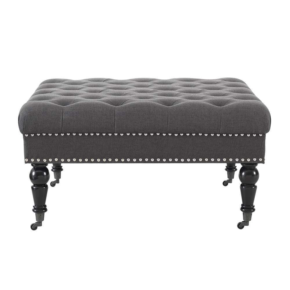 Linon Home Decor - Isabelle Charcoal Square Tufted Ottoman - 420056CHA01U veiw 2
