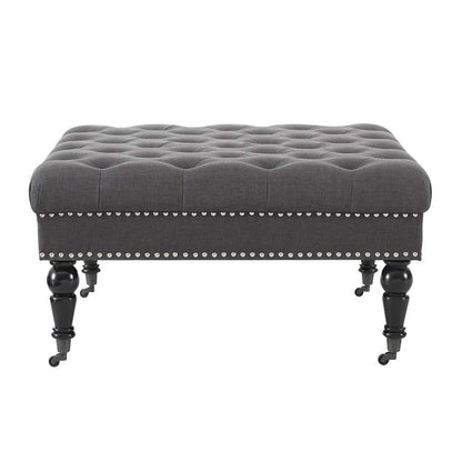 Linon Home Decor - Isabelle Charcoal Square Tufted Ottoman - 420056CHA01U veiw 2