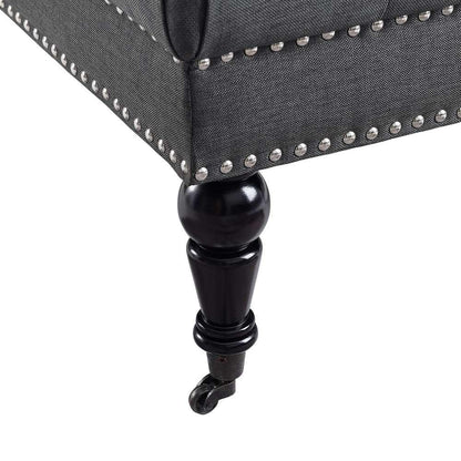 Linon Home Decor - Isabelle Charcoal Square Tufted Ottoman - 420056CHA01U veiw 3