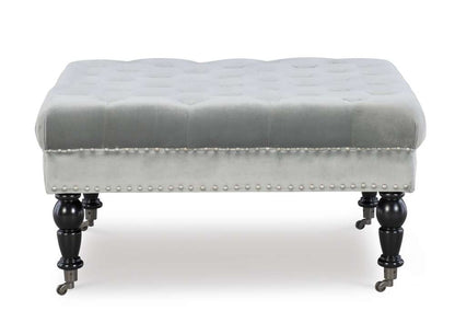 Linon Home Decor - Isabelle Gray Velvet Square Tufted Ottoman - BH154VGRY01U veiw 2