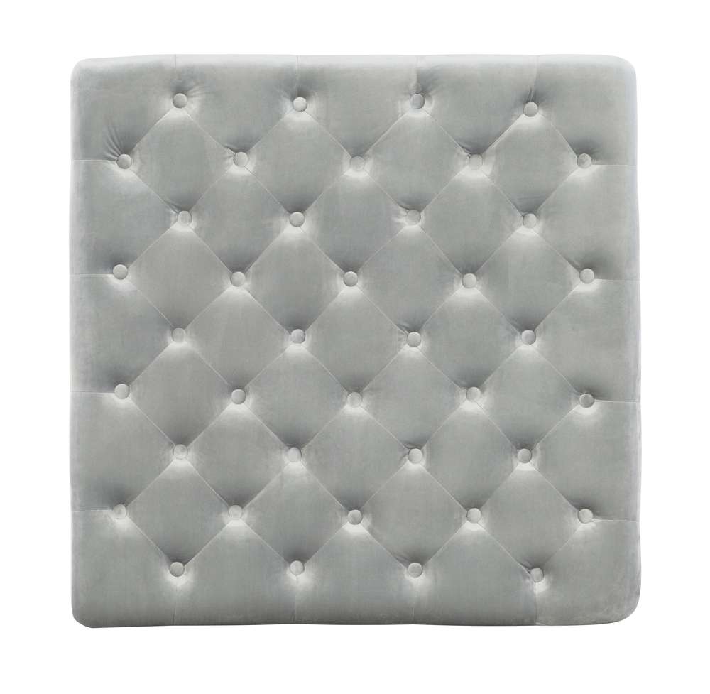 Linon Home Decor - Isabelle Gray Velvet Square Tufted Ottoman - BH154VGRY01U veiw 3
