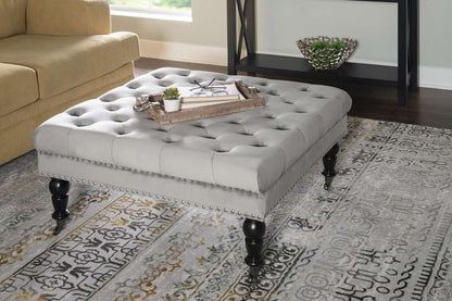 Linon Home Decor - Isabelle Gray Velvet Square Tufted Ottoman - BH154VGRY01U veiw 4