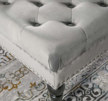 Linon Home Decor - Isabelle Gray Velvet Square Tufted Ottoman - BH154VGRY01U veiw 5