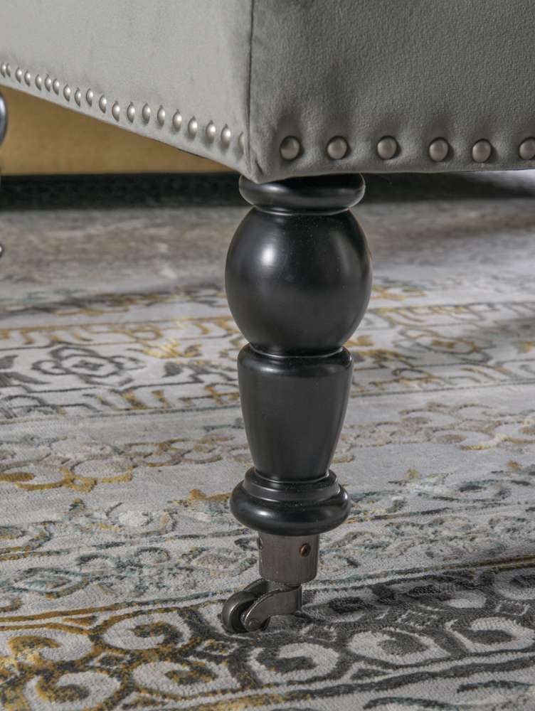 Linon Home Decor - Isabelle Gray Velvet Square Tufted Ottoman - BH154VGRY01U veiw 6