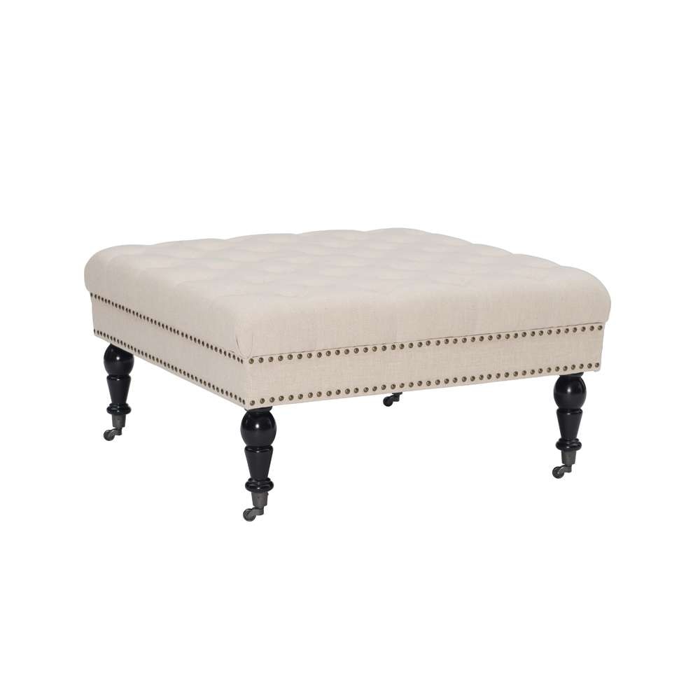 Linon Home Decor - Isabelle Natural Square Tufted Ottoman - 420056NAT01U veiw 1