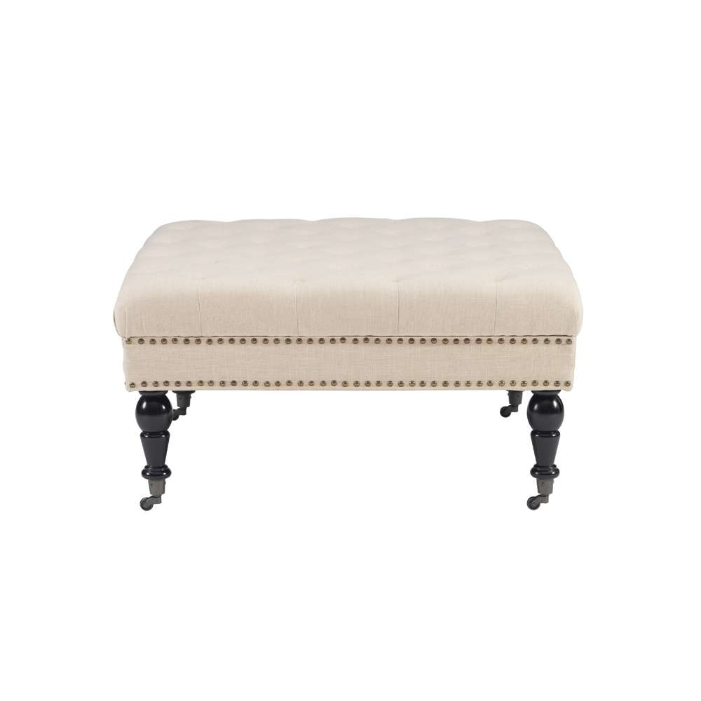 Linon Home Decor - Isabelle Natural Square Tufted Ottoman - 420056NAT01U veiw 2
