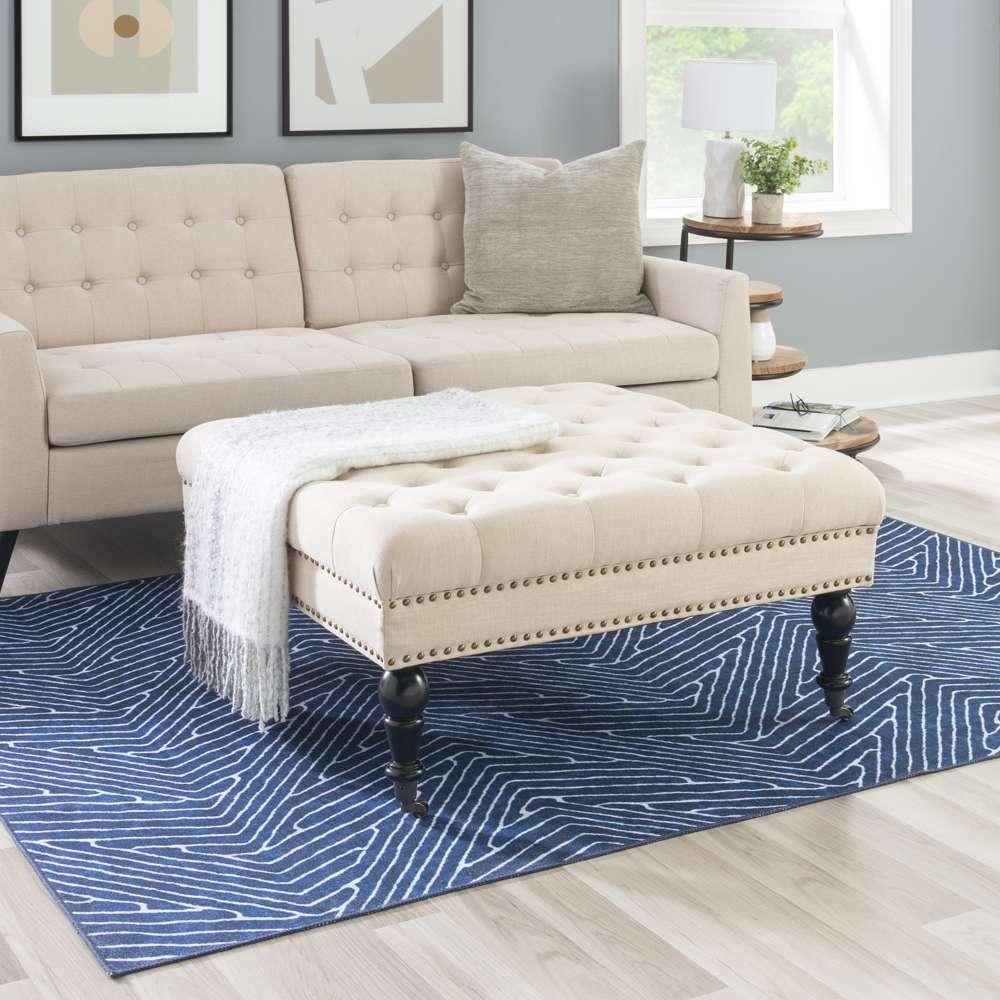 Linon Home Decor - Isabelle Natural Square Tufted Ottoman - 420056NAT01U veiw 4