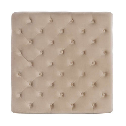 Linon Home Decor - Isabelle Tan Velvet Square Tufted Ottoman - BH155VTAN01U veiw 3